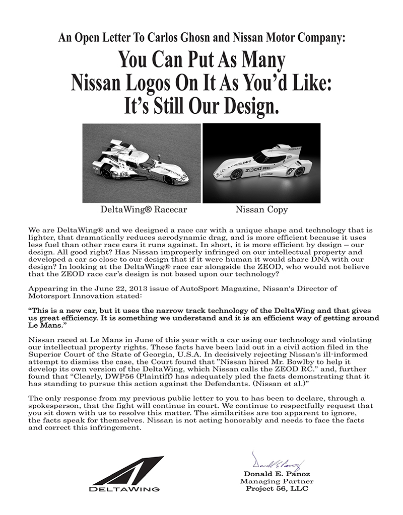 Illustration for article titled Deltawing To Nissan: You Stole Our Design
